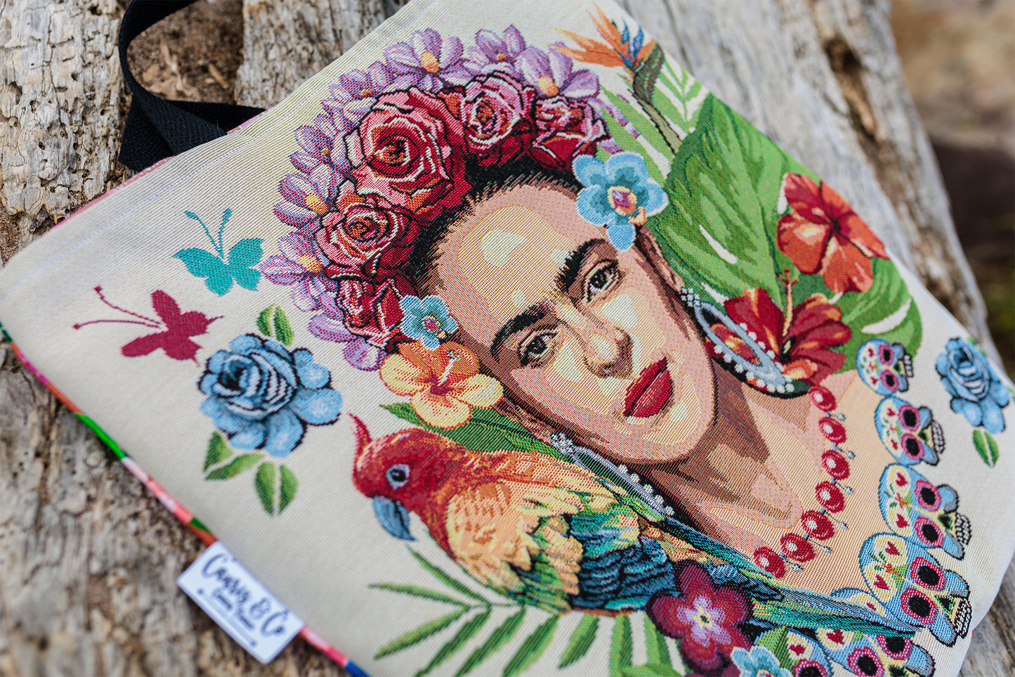 Sac tote bag femme Frida 40*40 cm doublure batik PIECE UNIQUE - caurisandco